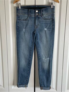 Apt. 9 Ab Solution Ankle* Jeans Women’s 2 Blue Denim Distressed Cuffed Boho